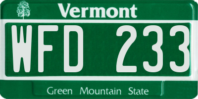 VT license plate WFD233