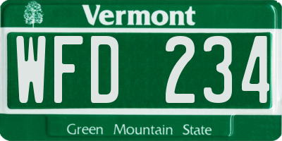 VT license plate WFD234