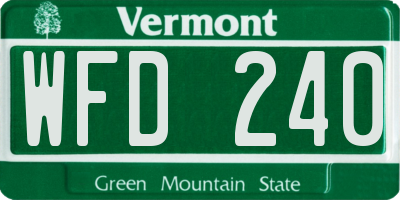 VT license plate WFD240