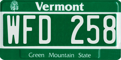 VT license plate WFD258