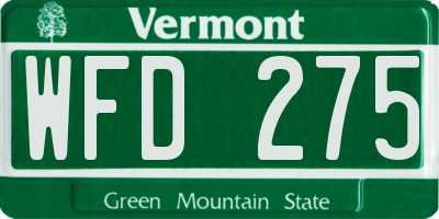 VT license plate WFD275