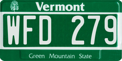 VT license plate WFD279