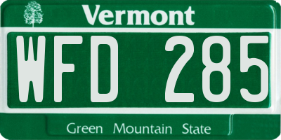 VT license plate WFD285
