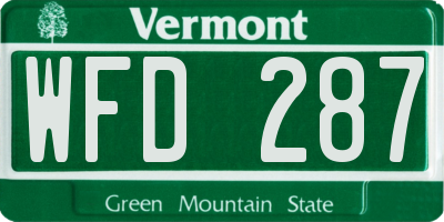 VT license plate WFD287