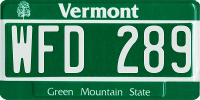 VT license plate WFD289