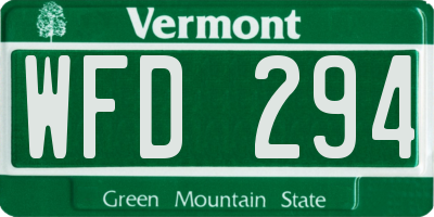 VT license plate WFD294