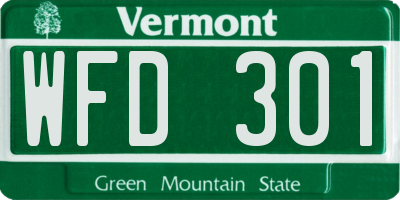 VT license plate WFD301