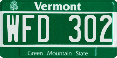 VT license plate WFD302
