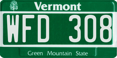 VT license plate WFD308