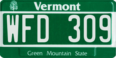 VT license plate WFD309