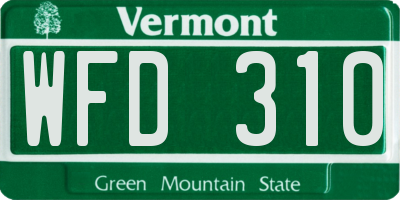 VT license plate WFD310