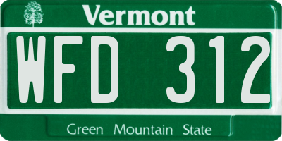 VT license plate WFD312