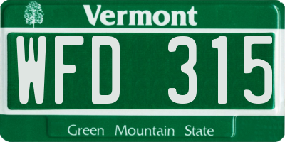 VT license plate WFD315