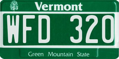 VT license plate WFD320