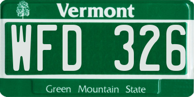 VT license plate WFD326