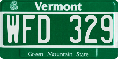 VT license plate WFD329