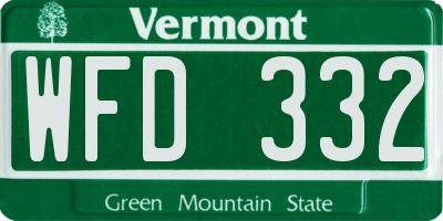 VT license plate WFD332