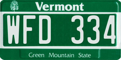VT license plate WFD334