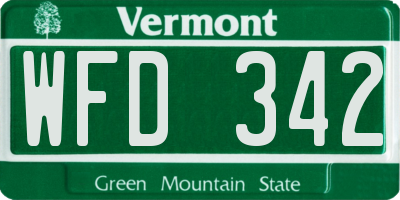 VT license plate WFD342