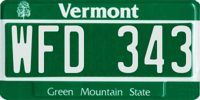 VT license plate WFD343