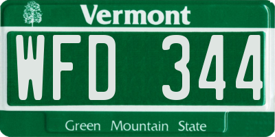 VT license plate WFD344