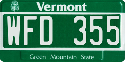 VT license plate WFD355