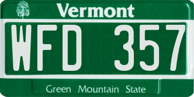 VT license plate WFD357