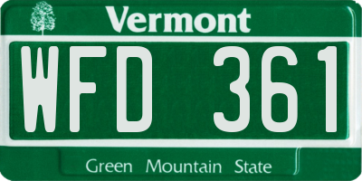 VT license plate WFD361