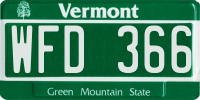 VT license plate WFD366