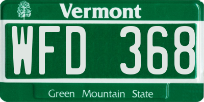 VT license plate WFD368