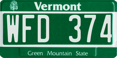 VT license plate WFD374