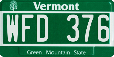 VT license plate WFD376