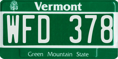 VT license plate WFD378