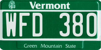 VT license plate WFD380