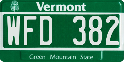 VT license plate WFD382