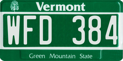 VT license plate WFD384