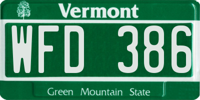 VT license plate WFD386