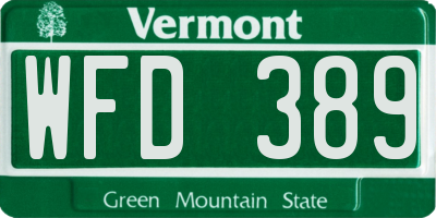 VT license plate WFD389