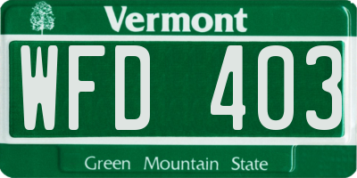 VT license plate WFD403