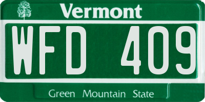 VT license plate WFD409