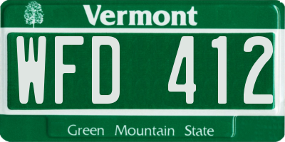 VT license plate WFD412