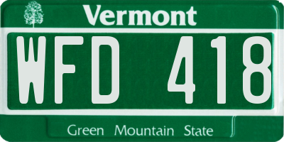 VT license plate WFD418