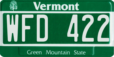 VT license plate WFD422