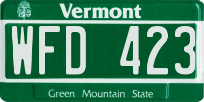 VT license plate WFD423