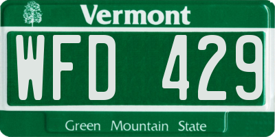 VT license plate WFD429