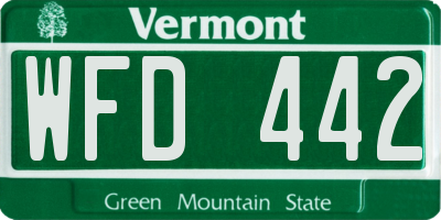 VT license plate WFD442