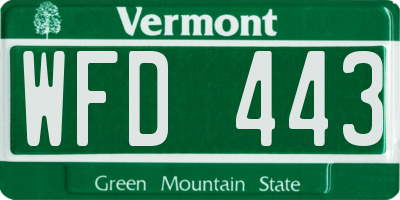VT license plate WFD443