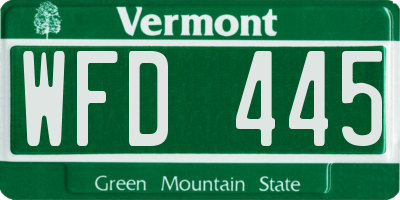 VT license plate WFD445
