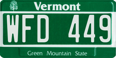 VT license plate WFD449
