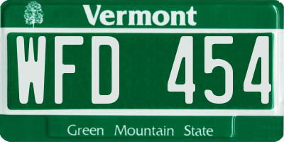 VT license plate WFD454